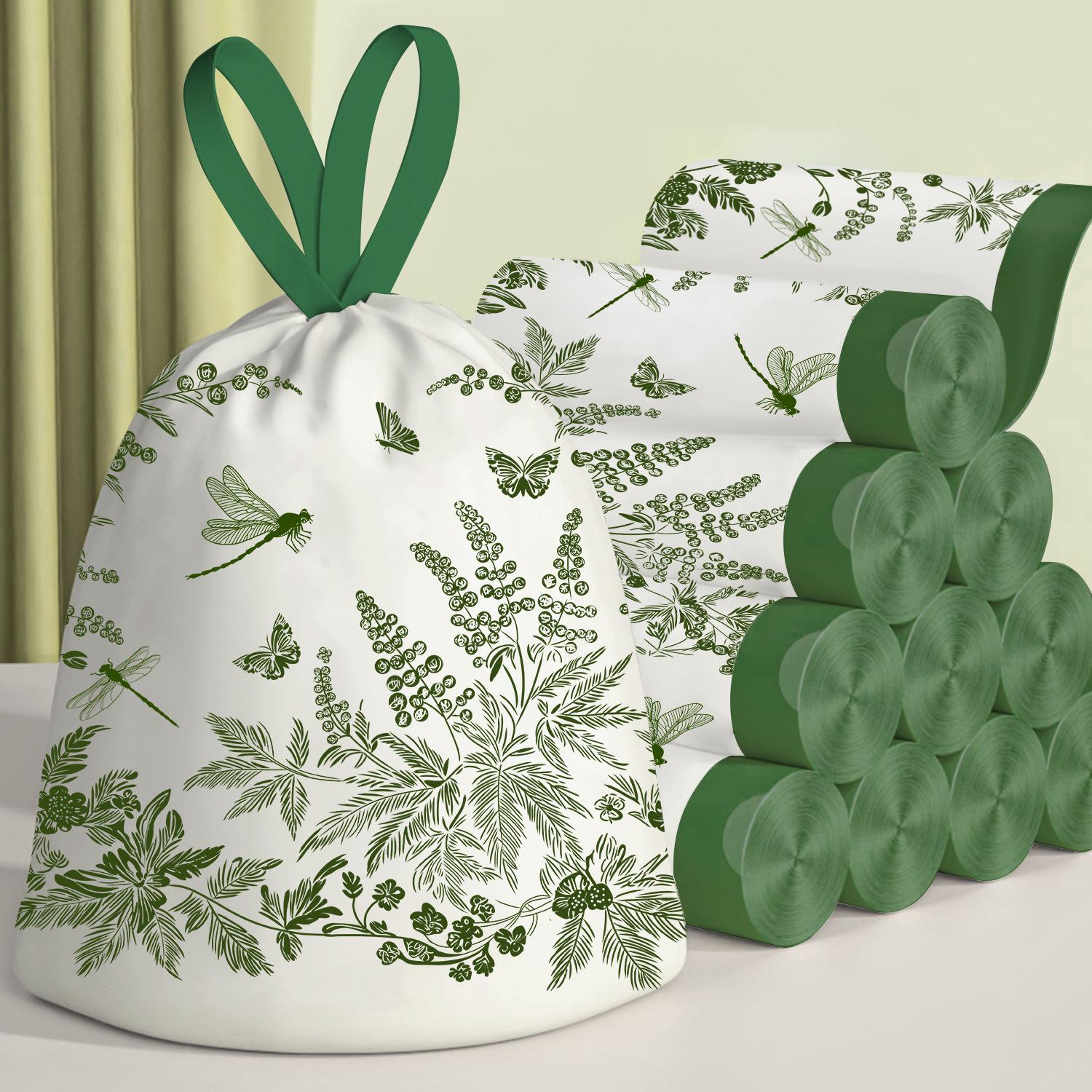 Extra Thick Kitchen Trash Bags with Handles, Drawstring, Large Size, Economical Pack