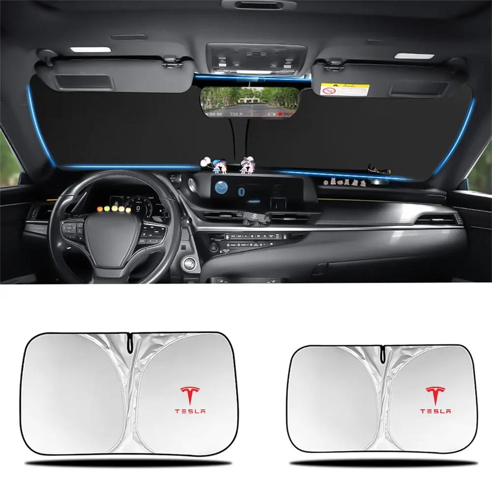 Car Sticker 2025 Hot 1pcs For Tesla Model 3 Model S X Model Y Roadster SpaceX Cybertruck Coil Car Windshield Sunshades Sun Shade