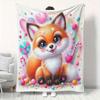 Adorable Fox Print Flannel Throw Blanket - Soft Warm Lightweight All-Season Blanket for Sofa, Bed, Office, Camping & Travel - Vibrant Colors Contempor