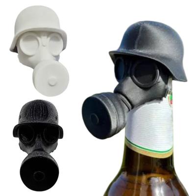 Gesichtsmaske Bierflaschenverschluss, Lustiger Militärhelm-Aufsatz, Neuartiger Getränkeflaschenbezug für Party-Bar, 3D-gedrucktes Geschenk für Männer
