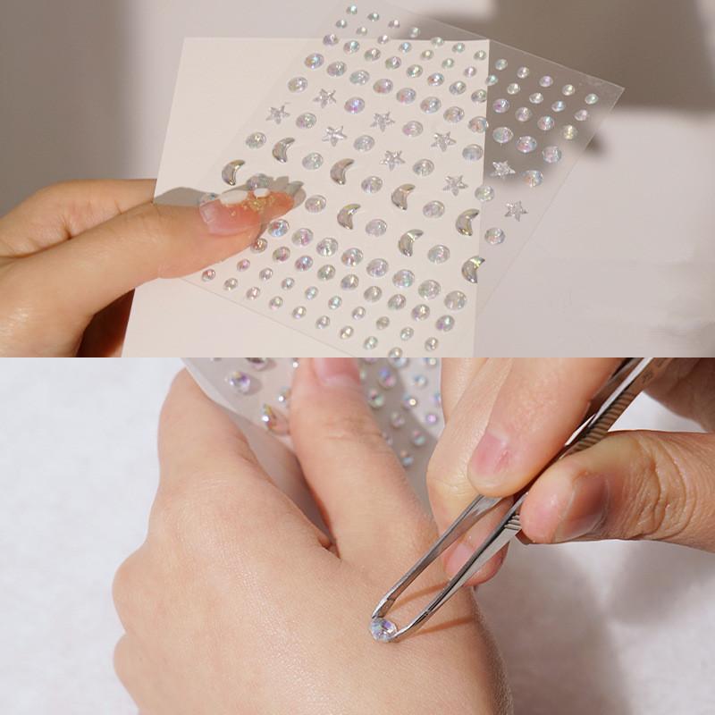 3D Eyes Face Makeup Temporary Tattoo Self Adhesive Beauty Colorful Pearl Jewels Stickers Festival Diy Body Art Decorations