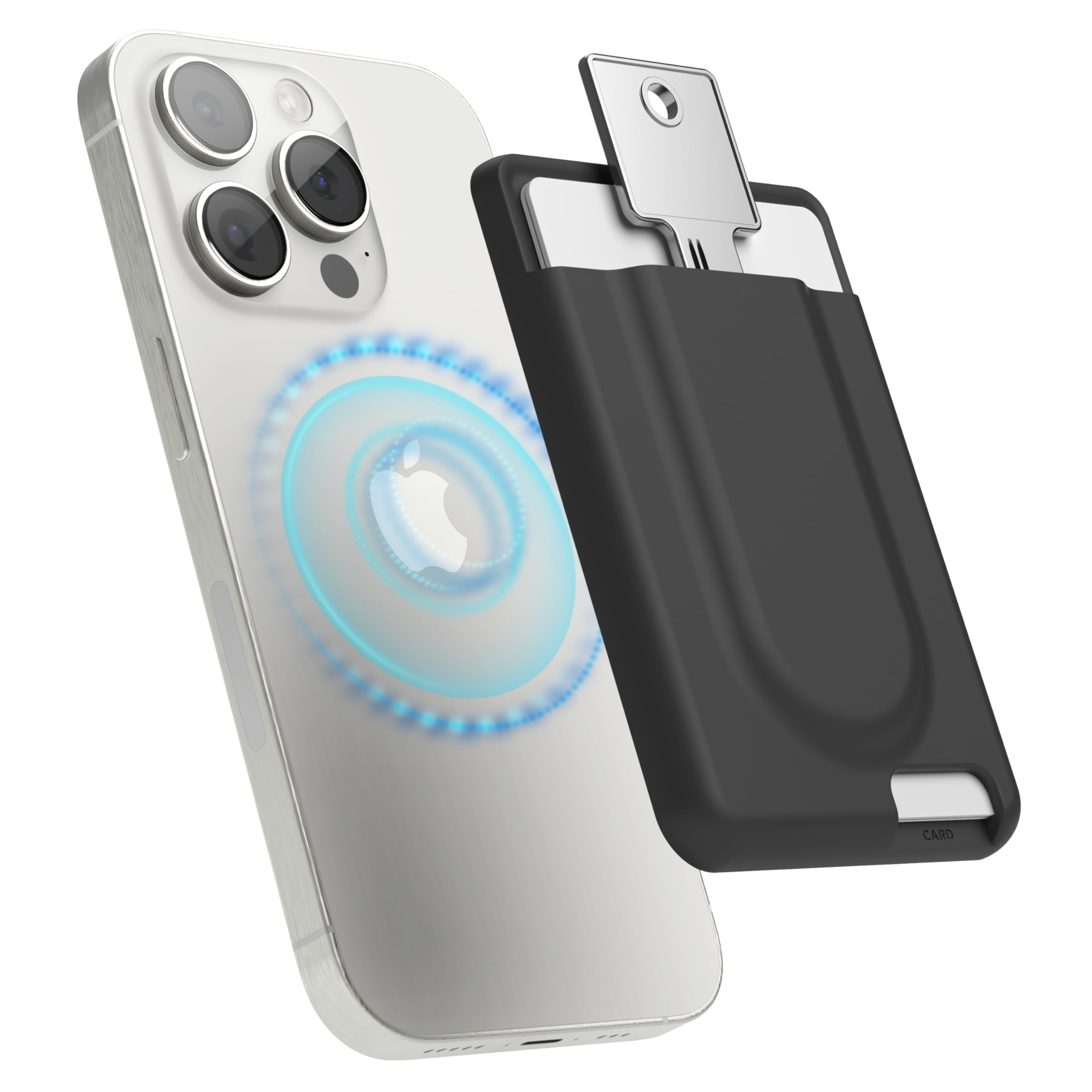 

elago Совместимый с MagSafe Картхолдер с карманом для ключа Тонкий силиконовый магнитный держатель для карт с различными отделениями для карт-ключей Черный для хранения, Антимагнитный карман, Дизайн, чёрный