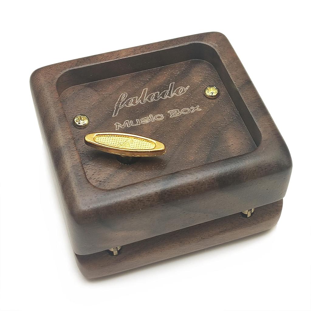 Mini Wooden Music Music Box Happy Box, 18-Note Wind-Up (Walnut, Song Birthday)