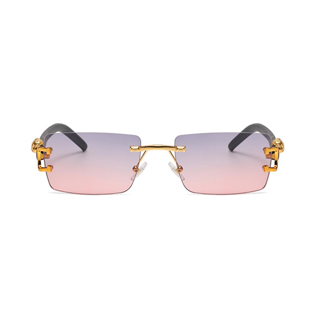 Rectangle Sunglasses For Women Men Rimless Retro Metal Square Sun Glasses With Animal Decoration For Outdoor Party Club