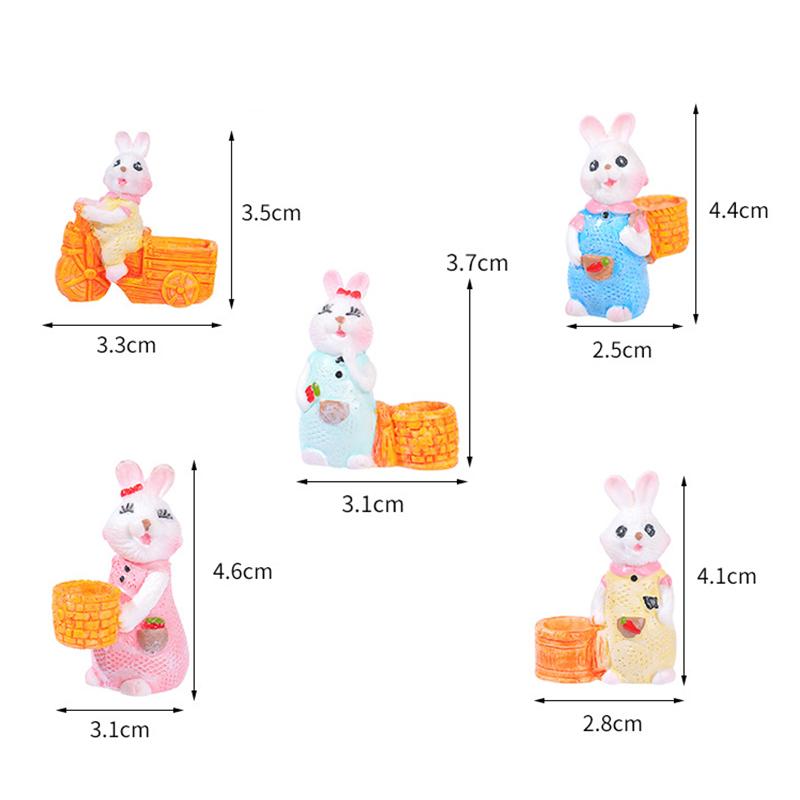 Мультяшная цветочная корзина кролик микроландшафтные фигурки настольные украшения — фото 7