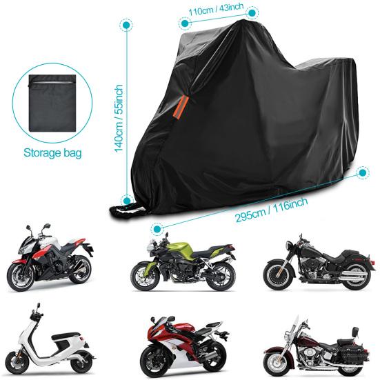 Pokrowiec na motocykl Tkanina Oxford 420D Wodoodporny Zewnętrzny Schron Ochronny na Skuter z Otworami na Zamek