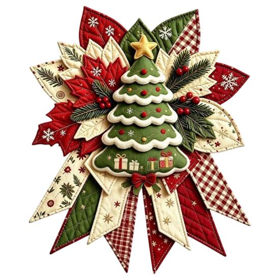 Handgefertigte Stoff-Weihnachtsdekorationen DIY Gesteppte Schleife Nähbastelset, Vorgeschnittene Patchwork-Feiertagsmaterialien für Erwachsene Set, Türhänger Wandkamin Zuhause