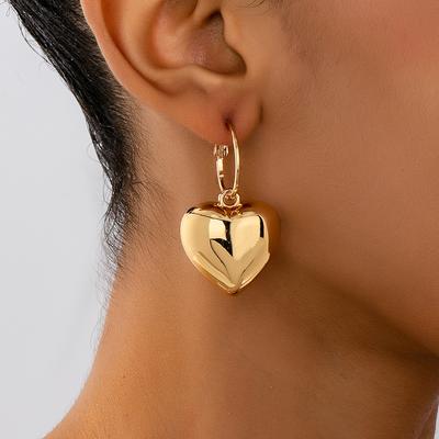 Women's Fashion Dangle Earrings, Smooth Heart Shape Ccb Dangle Earrings, Simple and Unique Hip Hop Earrings for Daily Wearing