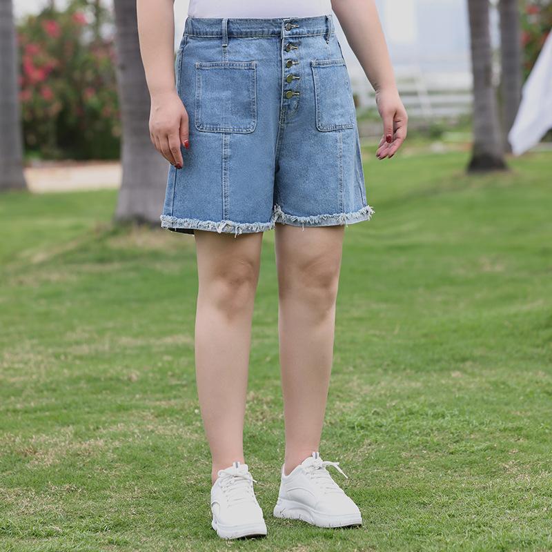 

Джинсы с высокой талией для летней женской одежды со свободной талией, которая делает вас стройнее на пять пунктов 6XL синий