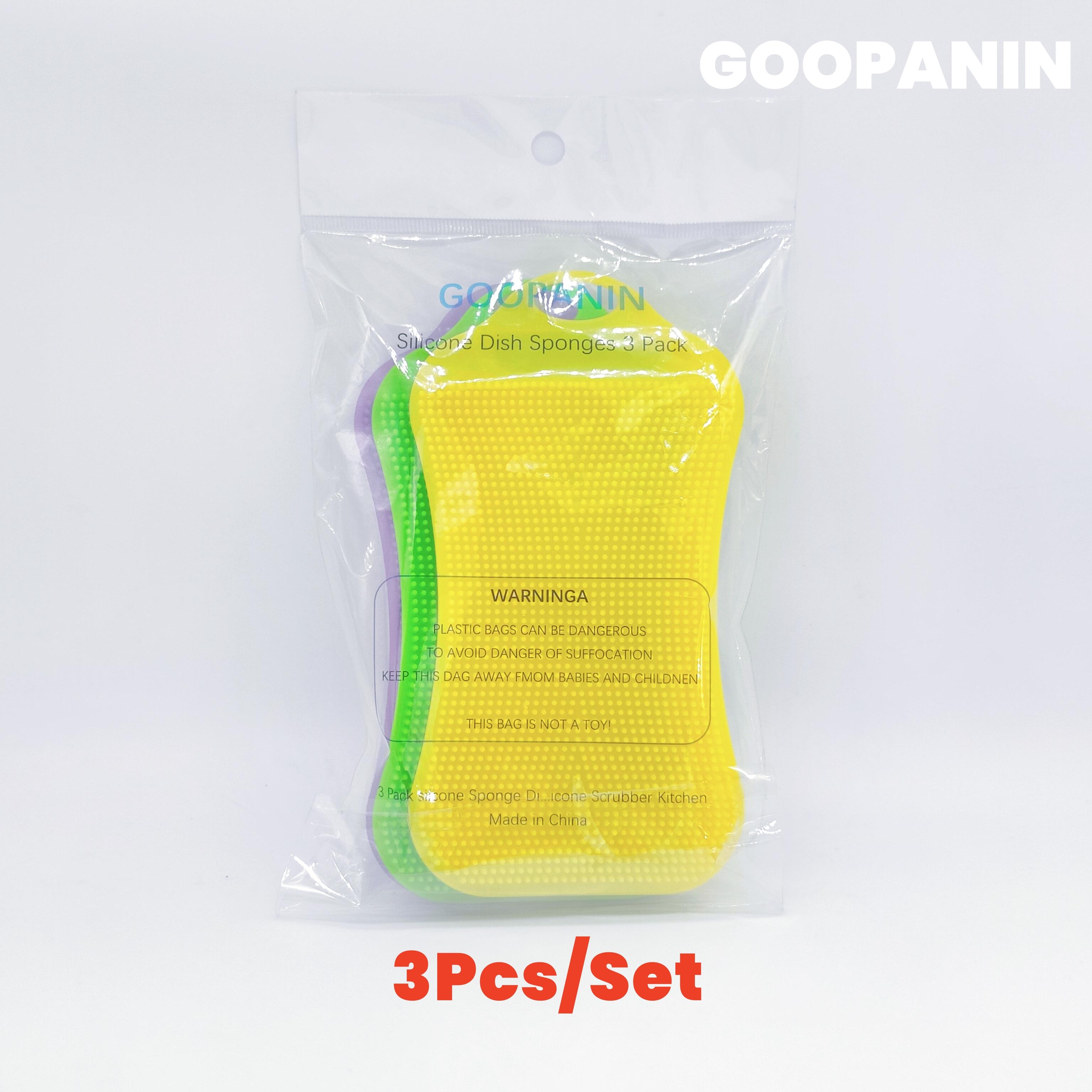 3Pcs Silicone Sponge Brush Pot Pan Dish Silicone Scouring Pad cleaning cloths Fruit Wash Brushes Kitchen Sponge Cleaning Tool