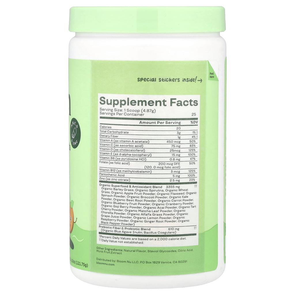 Kids, Green & Superfoods + Multivitamins, Tropical Punch, 121.75G(4.29Oz)