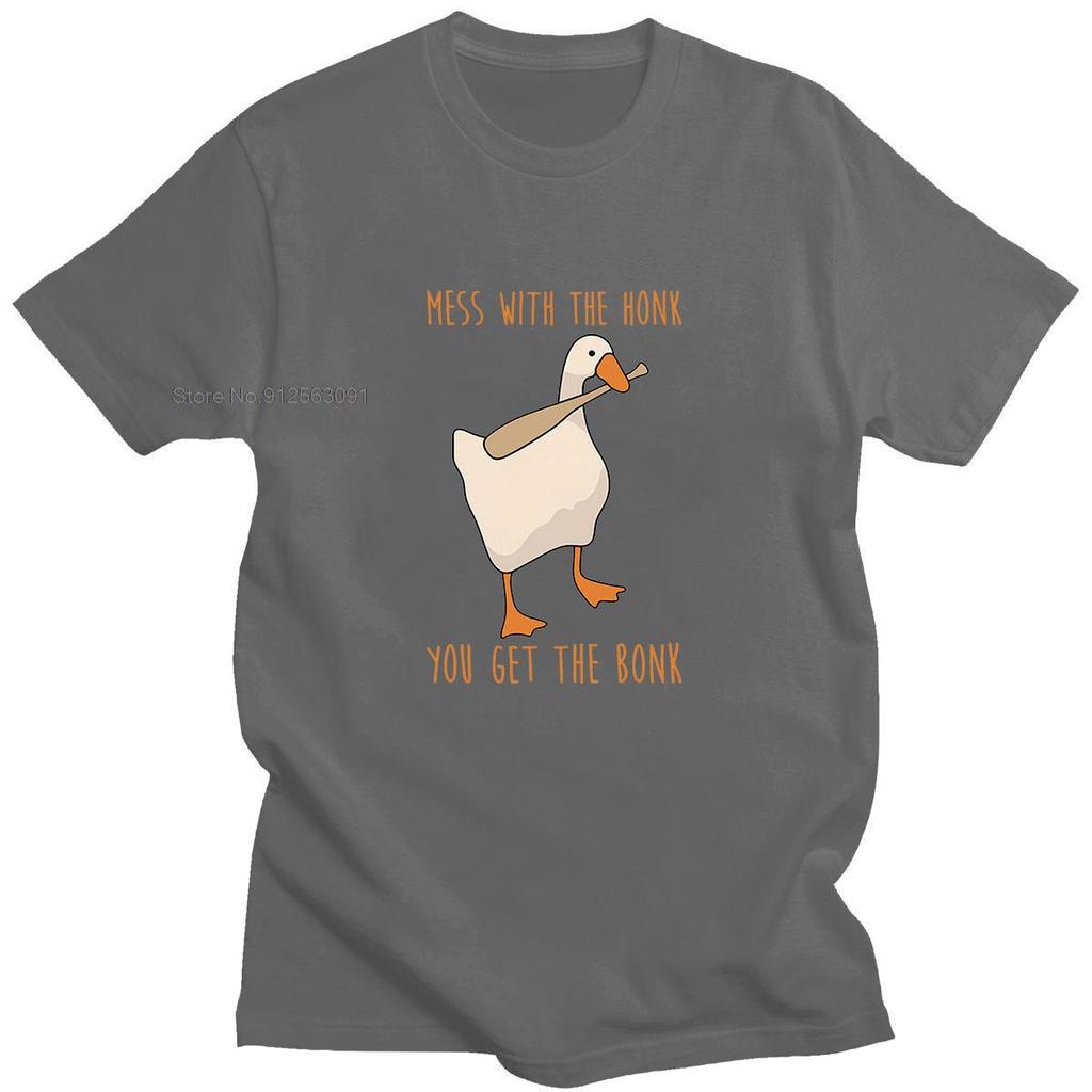Untitled Goose Game Mess With The Honk You Get The Bonk Retro Sense Niche Fun Goose Tshirt Men Cotton T-shirt Tees
