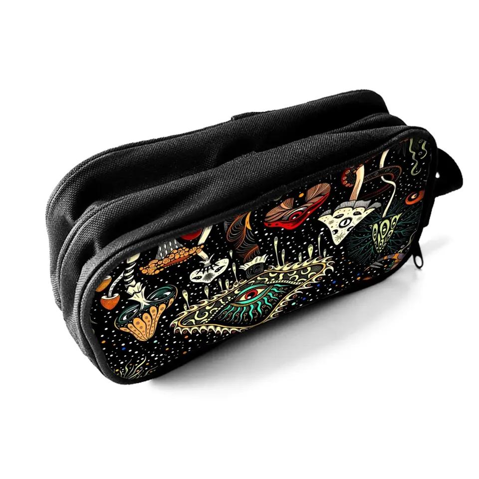 Bohemian Mushroom Double Layered  Pencil Case with Handheld Boy/Girls Best Gift 3D Cartoon School Children