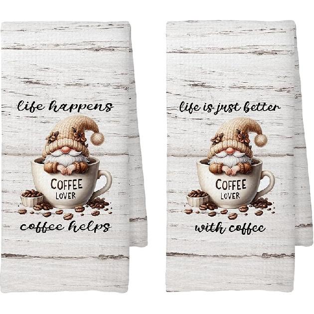 Coffee Kitchen Towels, Coffee-themed Gifts for Women Men Girls, Bar Decor Accessories, 16x24 Inch