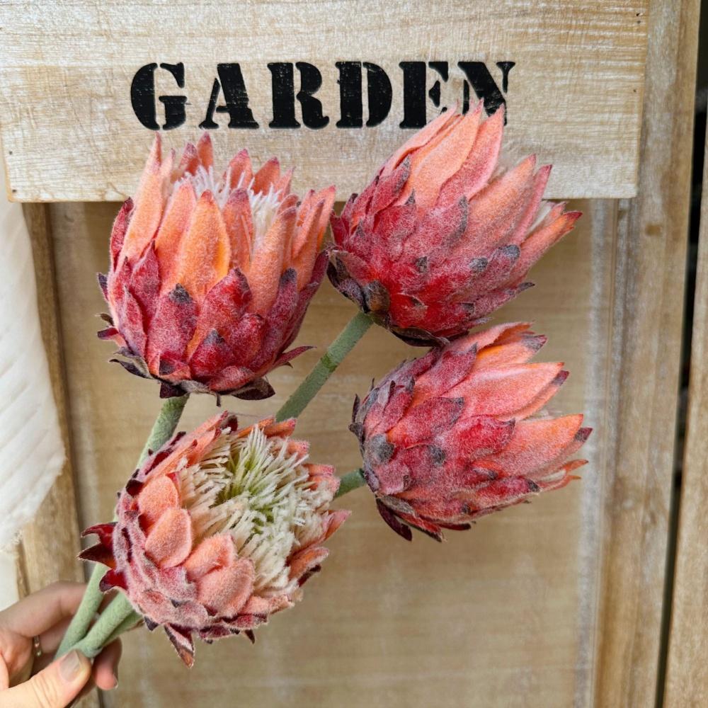 1PC,Europe Style Beautiful Artificial Flowers Fake King Protea Home Table Top Display Flowers Decorative Silk Flower