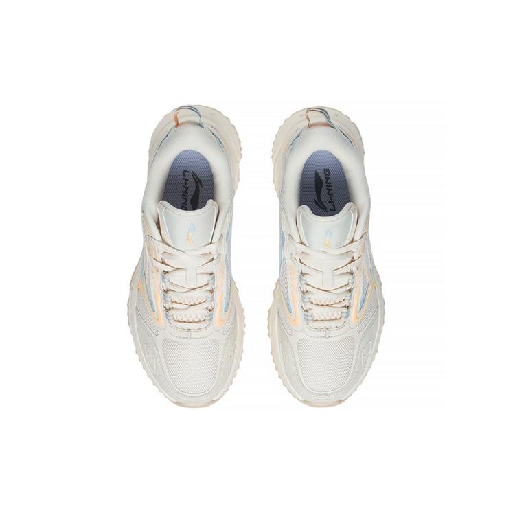 New LiNing Cushioned Anti-Slip Wear-Resistant Breathable Lightweight Low-Top Running Shoes Women's Egg Cream Gray ARLS006-1