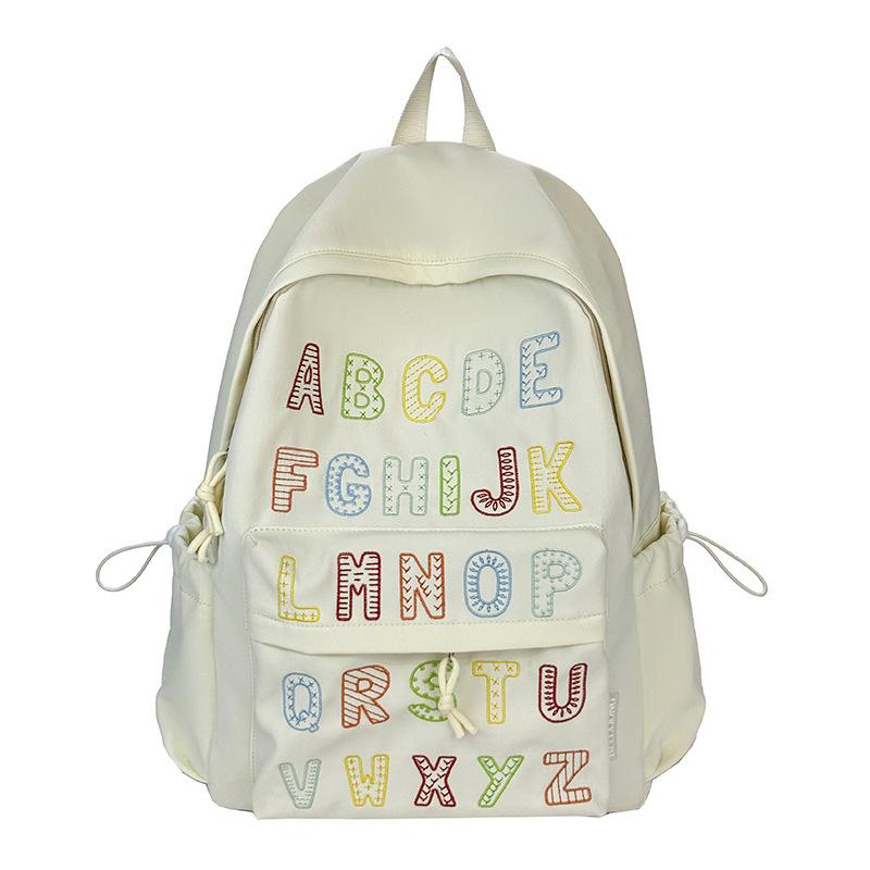 Schoolbag Color Alphabet School Bag Female Cute Girl Large Capacity Backpack Going Out Macaron Color Light Backpack