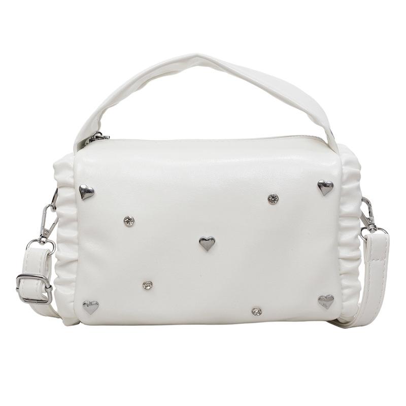 Dumpling bags are popular this year, women's 2025 new Korean version fashion rivet messenger bag pleated shoulder pillow bag