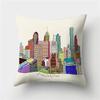 Colorful High City Building Print Decorative Pillow Case Bed Cafe Sofa Home Decor Polyester Square Cushion Cover 45X45Cm
