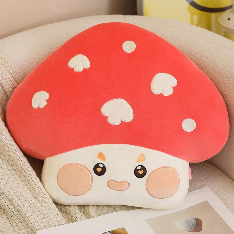 Adorable Colorful Mushroom Plush Pillow Soft Short Plush Office Nap Cushion красный