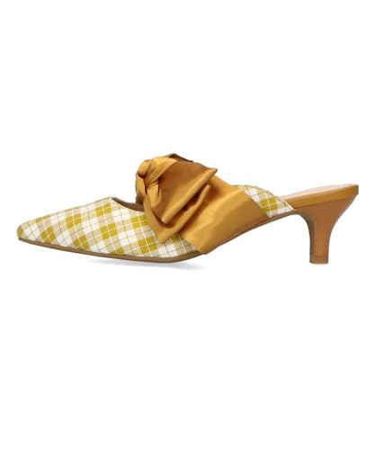Oriental Traffic Women's Ribbon Pointed Toe Mule Pumps, Feminine and Easy To Match with Any Occasion, Size 41109 Beige, Size 24.0cm-24.5cm