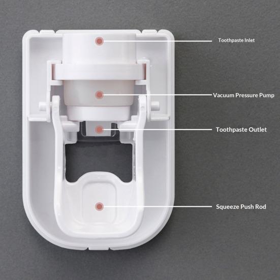 Wall Mounted Toothpaste Dispenser Adhesive Toothpaste Holder No Drilling Automatic Toothpaste Squeezer for Kids And Adults Bathroom