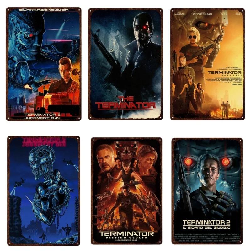 Kovový plechový plakát Terminator 2 Film Kovová deska Plakát Dekorace pro Bar Klub Nástěnná dekorace Retro Domov Ložnice Vintage nástěnná deska