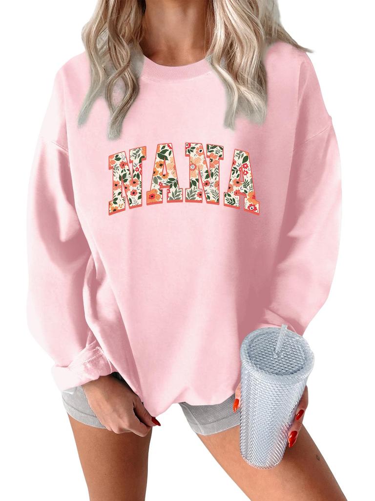 European Style Floral Grass Pattern Thick Warm Hoodie - Women's Round Neck Long Sleeve