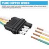 Oyviny 16 AWG 4 Pin Flat Trailer Extension 12 Inch, Vehicle-Side And Trailer-Side 4 Way Connector With Rubber Dust Cover Pure Copper Wire Loom Tubing