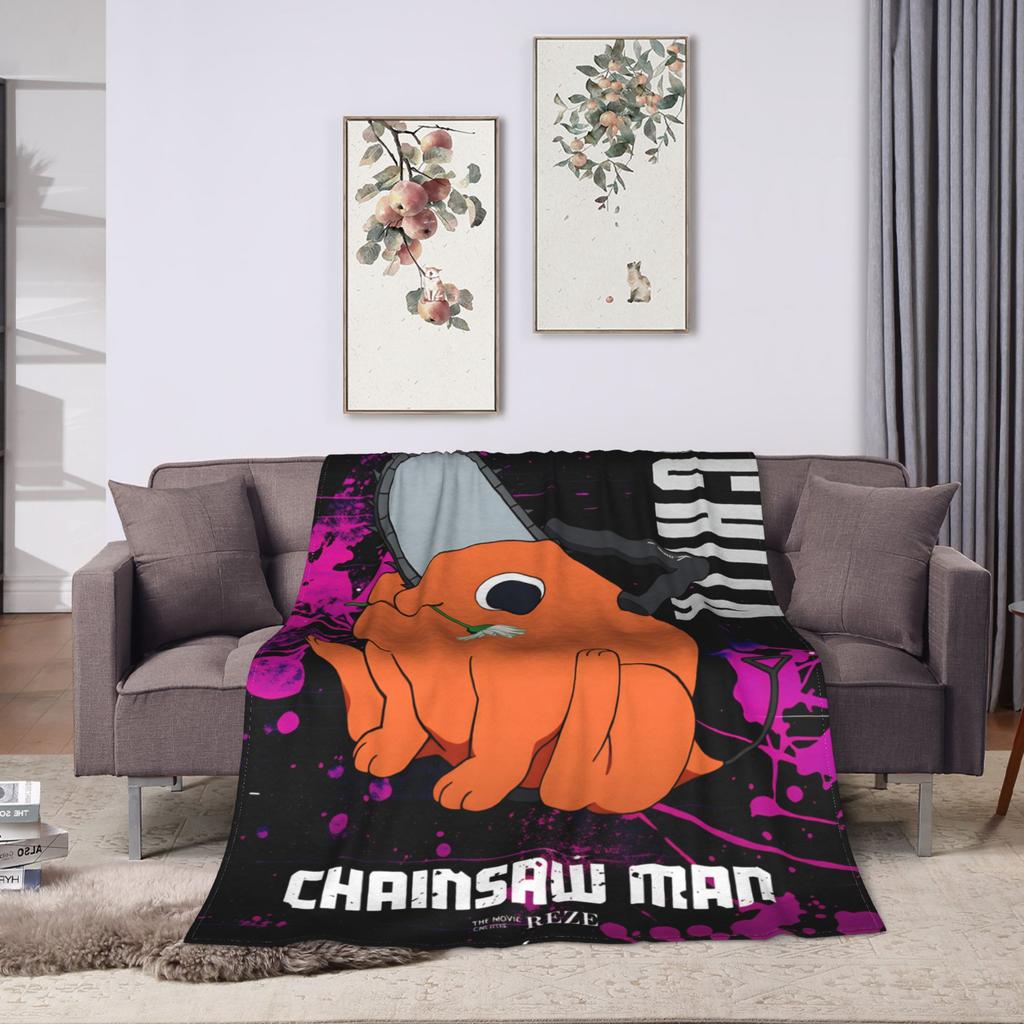 Anime C-Chainsaw Man Pochita Blankets Quality Soft Warm Bedding Throws Winter Camping Living Room Novelty Bedspread