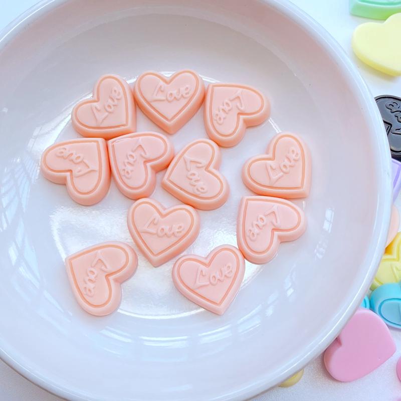 20 Stück Neue Niedliche Mini Herz Harz Flatback Cabochon Scrapbook Kawaii Verzierungen Zubehör
