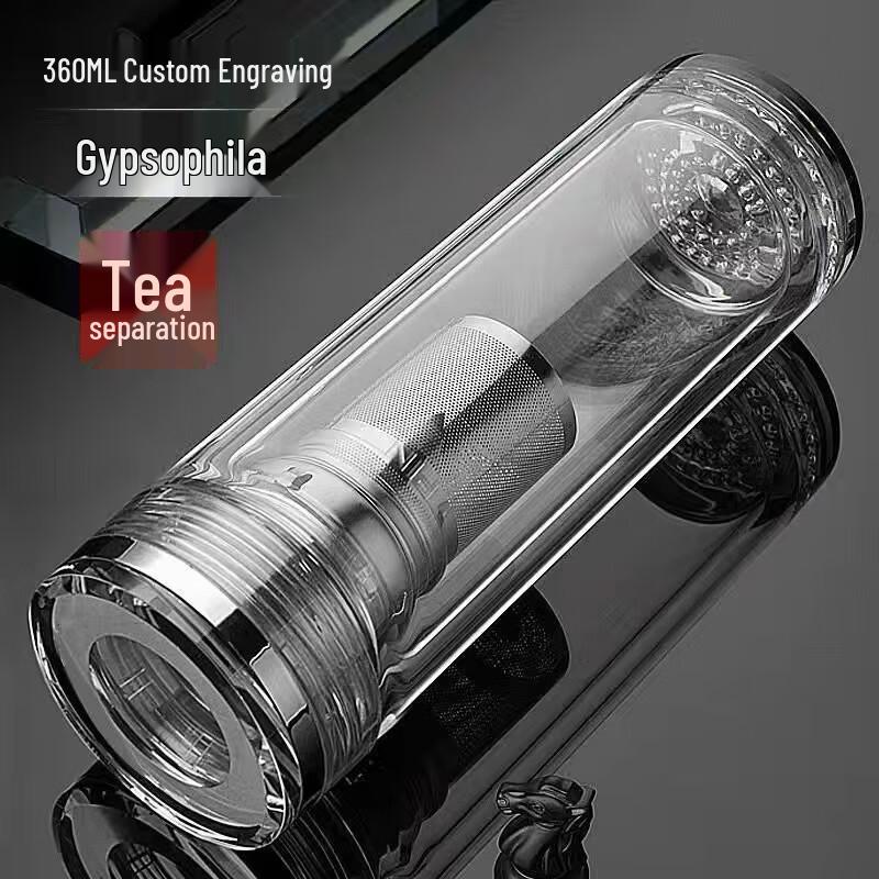 YiSiJia Portable Double-Wall Glass Tea Infuser Bottle