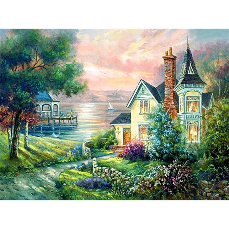 New 5D DIY Diamond Painting Spring Landscape Diamond Embroidery Cross Stitch Full Round Drill Home Decor Manual Art Gift