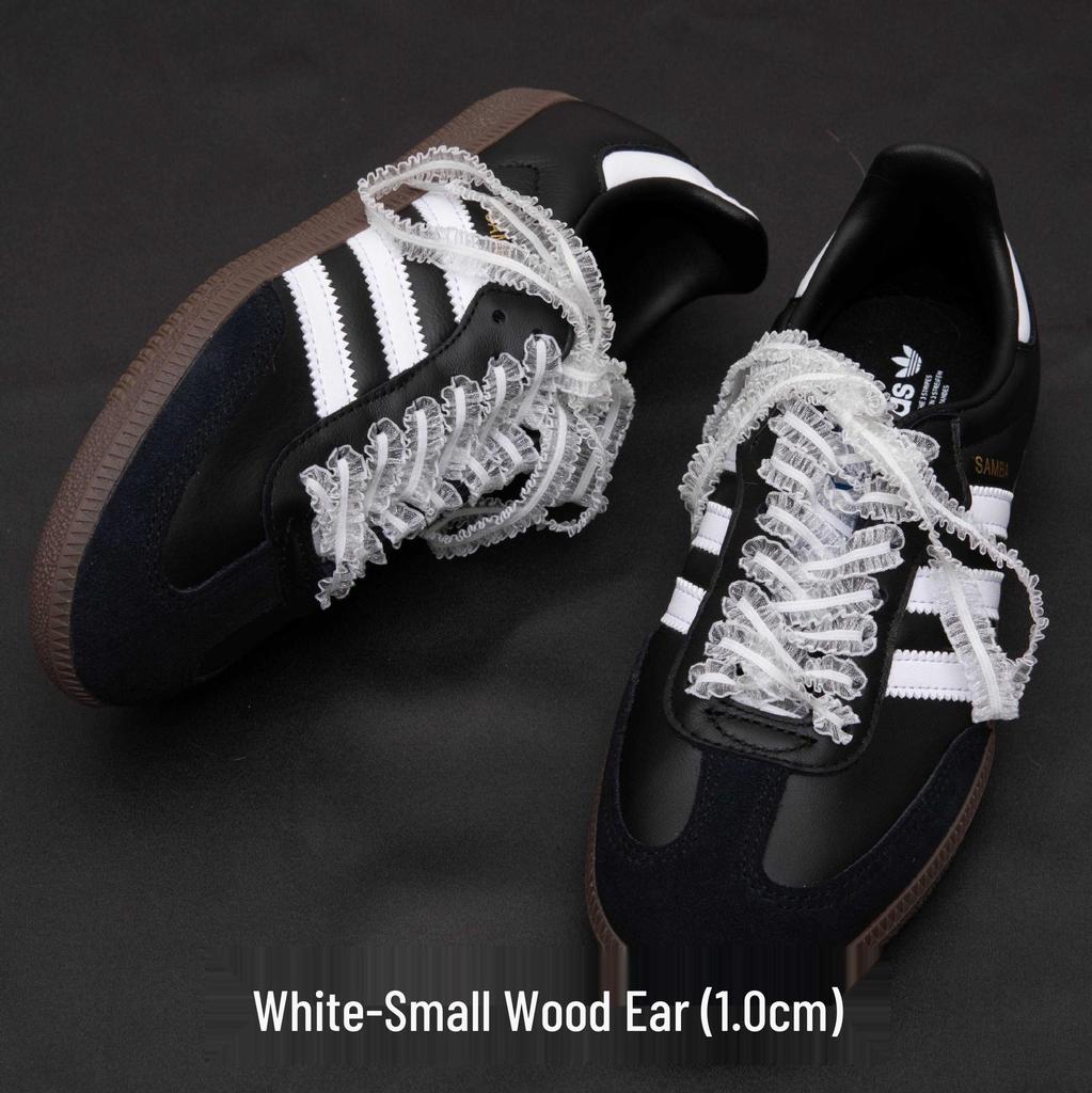 Ballet-Inspired Pearl Bow Lace Frill Shoelaces for T-Toe Training Shoes