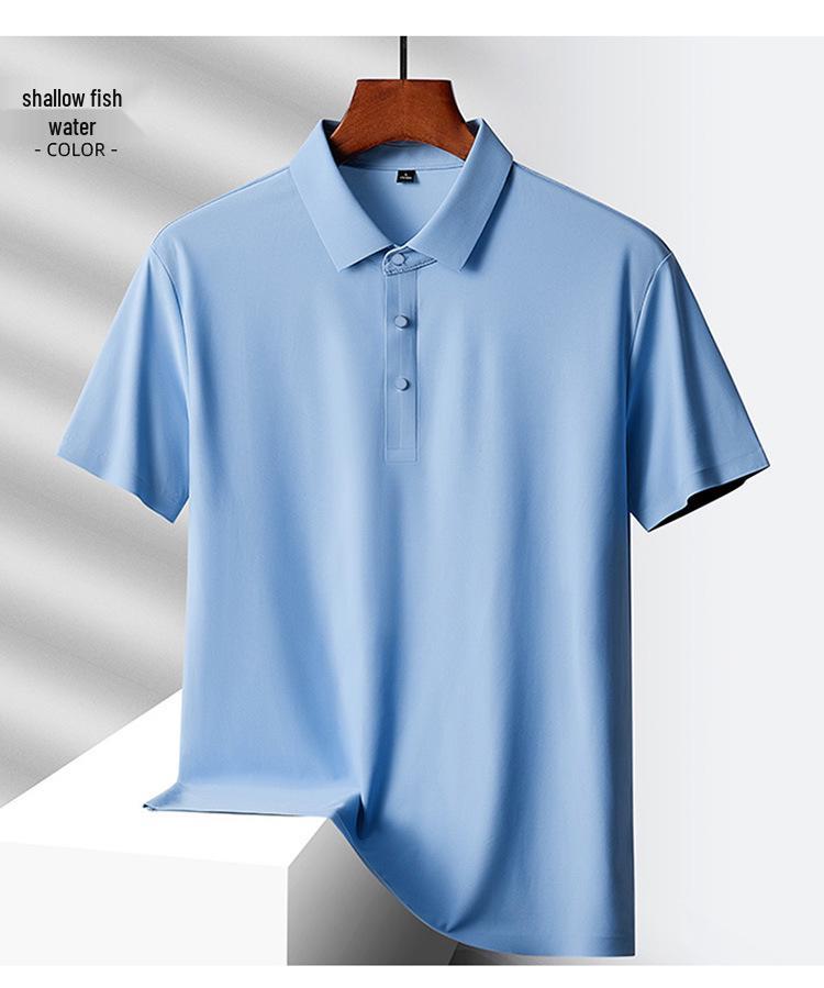 Custom Logo Quick-Dry Seamless Polo: Summer Ice Silk Cool Feel Lapel Short Sleeve Work Shirt