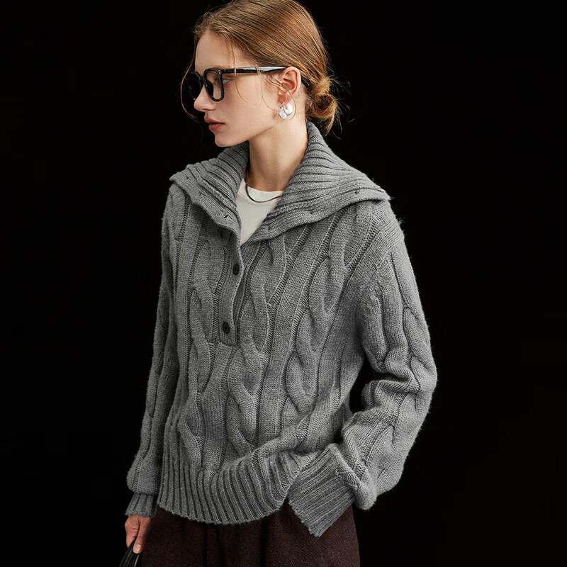Women's Classic High Neck Cable Knit Pullover Sweater
