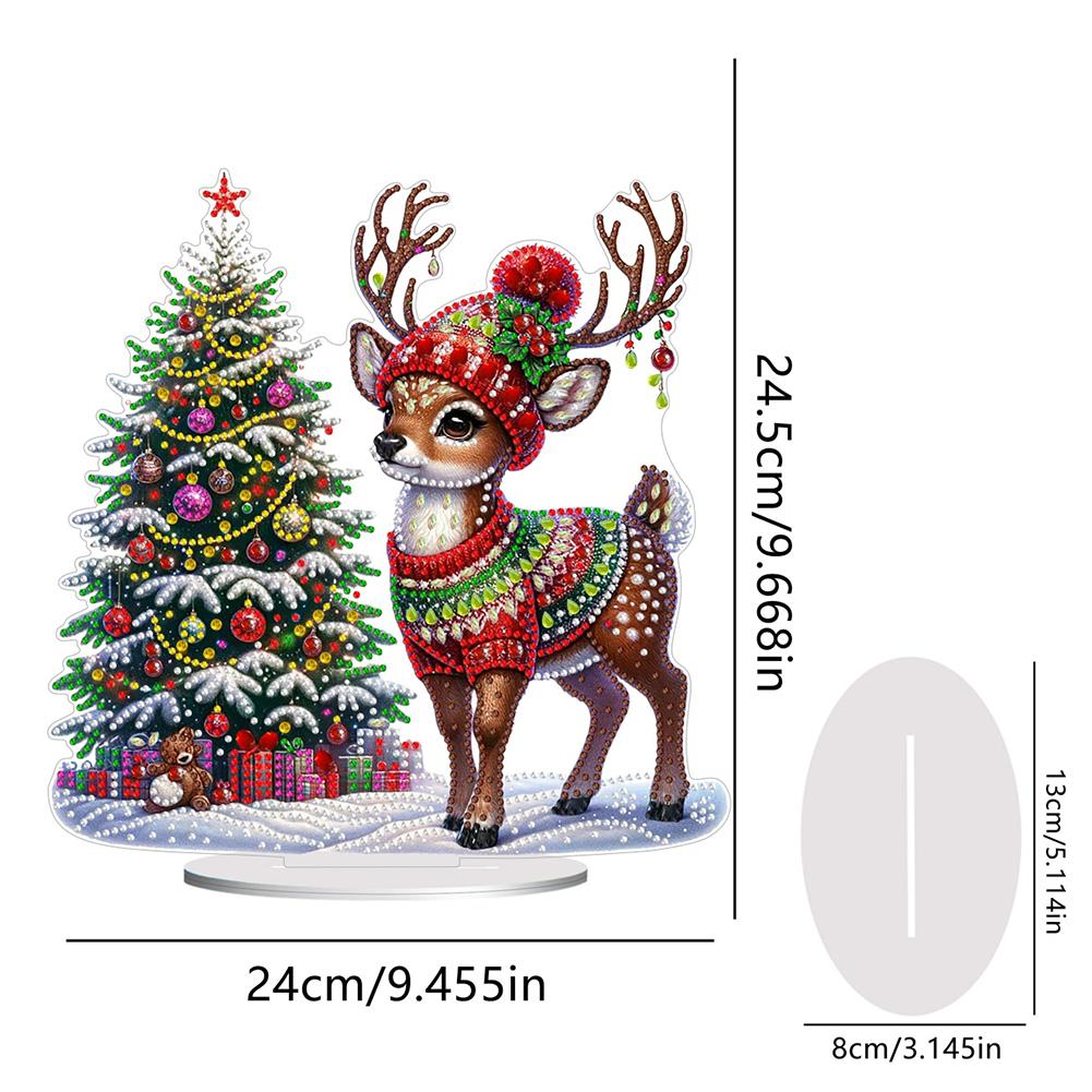 Acrylic Christmas Snowman Diamond Painting Tabletop Ornaments Kit 5D DIY Diamond Art Tabletop Decorations for Home Office Decor