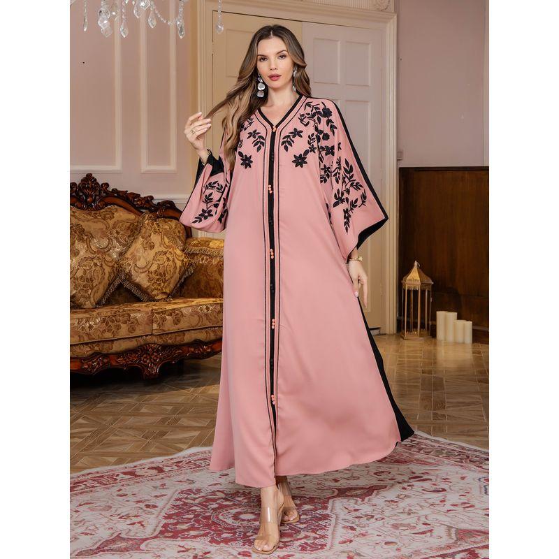 Cross-Border New Middle East Clothing Patchwork Robe Rope Embroidery Dubai Travel Leisure Arab Robe Dress Dress