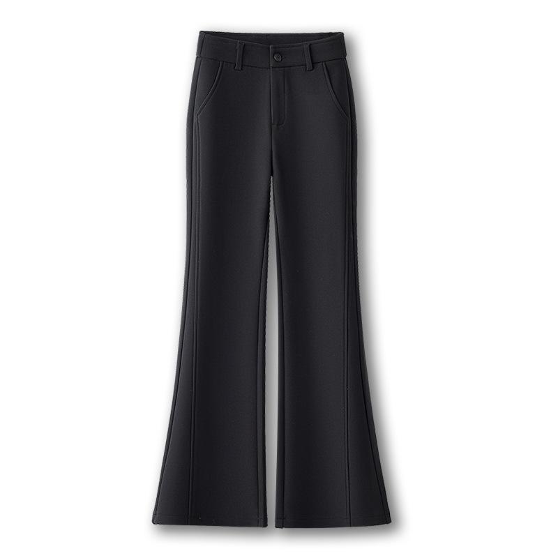 Black Velvet Micro Flare Pants - Women's Autumn/Winter 2025 Slim-Fit, Thickened, Stylish Fashion