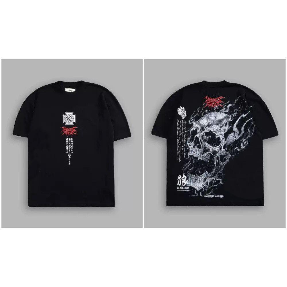 New DARCSPORT Wolf Head Bushido Short Sleeve Men's and Women's Oversized Yk2 American Sports and Leisure Loose Printed Cotton T-shirt