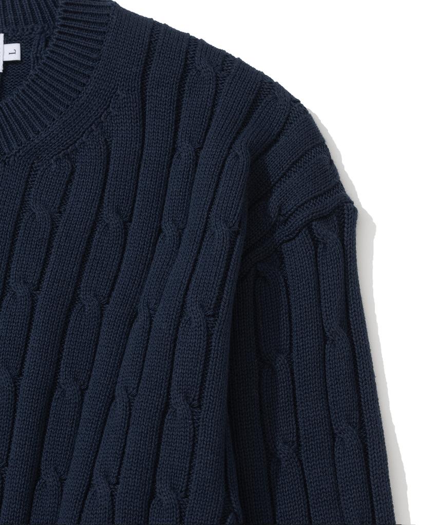 KNITTED [Nitied X Fashion Planet] Cable Round Knit Navy