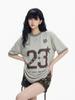 Women's Loose Versatile American Retro Short-Sleeve Top with Digital Printing for Casual Wear