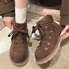 Women Suede Boots Platform Casual Shoes Basics High Quality Outdoor Western Boots Lace Up Fashion Comfortable Shoes Female 35-40