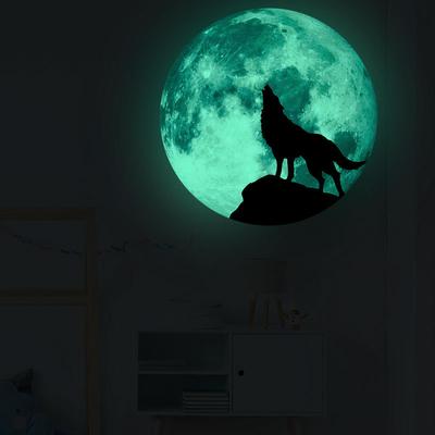 Autocolant Creativ Lună Strălucitoare în Întuneric Decorațiune Halloween Lup Fluorescent Strălucitor Autocolant de Perete Autoadeziv