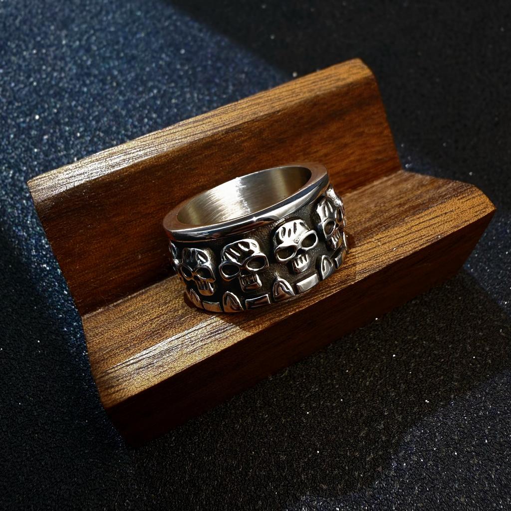 Retro Skulls Stainless Steel Ring for Men Punk Gothic Hiphop Rock Edgy Jewelry Biker Accessories Bold Statement Gift for Him