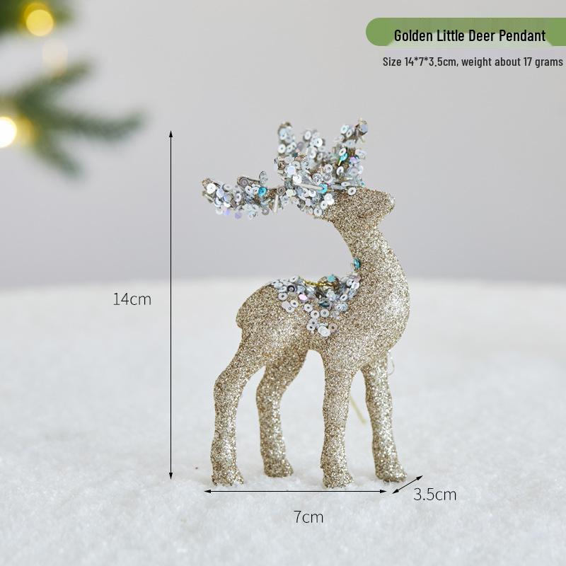 Red Flocked Sequin Elk Holiday Ornament for Desktop or Store Display