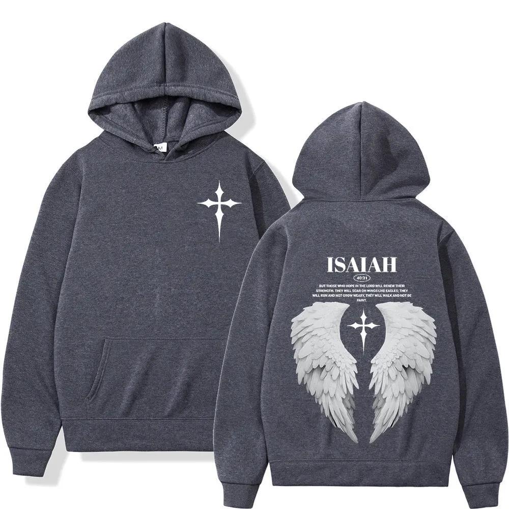 Aesthetic Christian Jesus Wing Bible Verse Hoodies Men Women Fashion Oversized Sweatshirt Casual Loose Fleece Pullovers