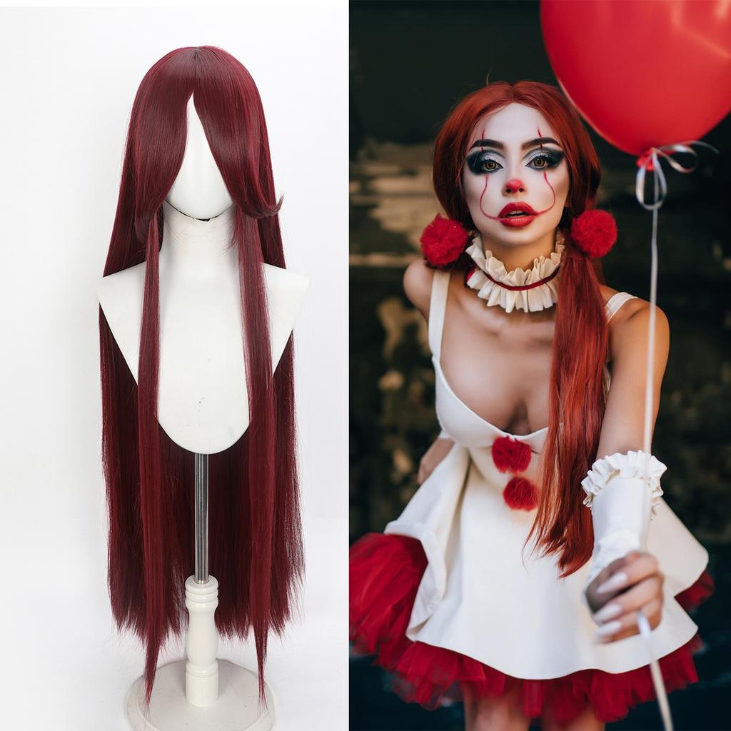 Parrucca Cosplay Lunga Dritta 100CM Multicolore Rosa Biondo Nero Parrucca Costume Anime Parrucca Cos Sintetica Universale Parrucca per Uso Quotidiano Feste