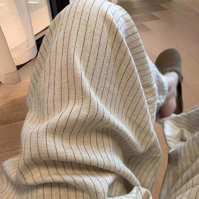 

Летние корейские минималистичные полосатые пижамные брюки для женщин с высокой посадкой, прямые, повседневные домашние брюки для ношения на улице 2XL