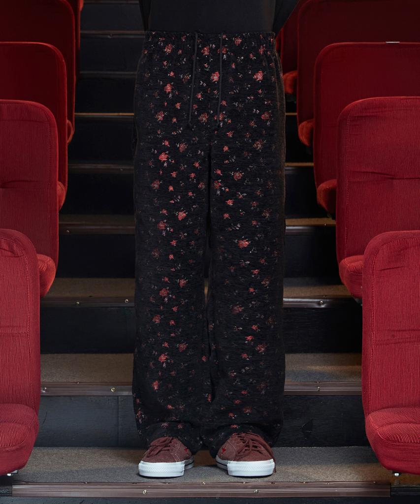 UNALLOYED Floral Jacquard Pants / Black
